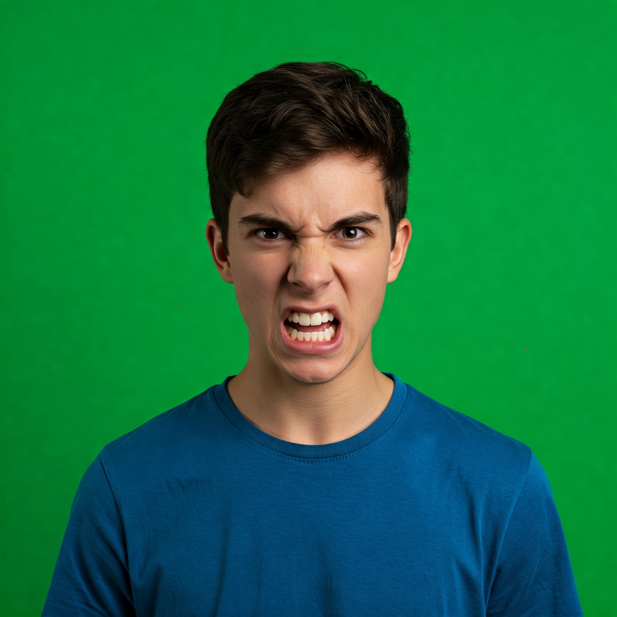 photo of Enraged Young Man Baring Teeth Against Green Screen